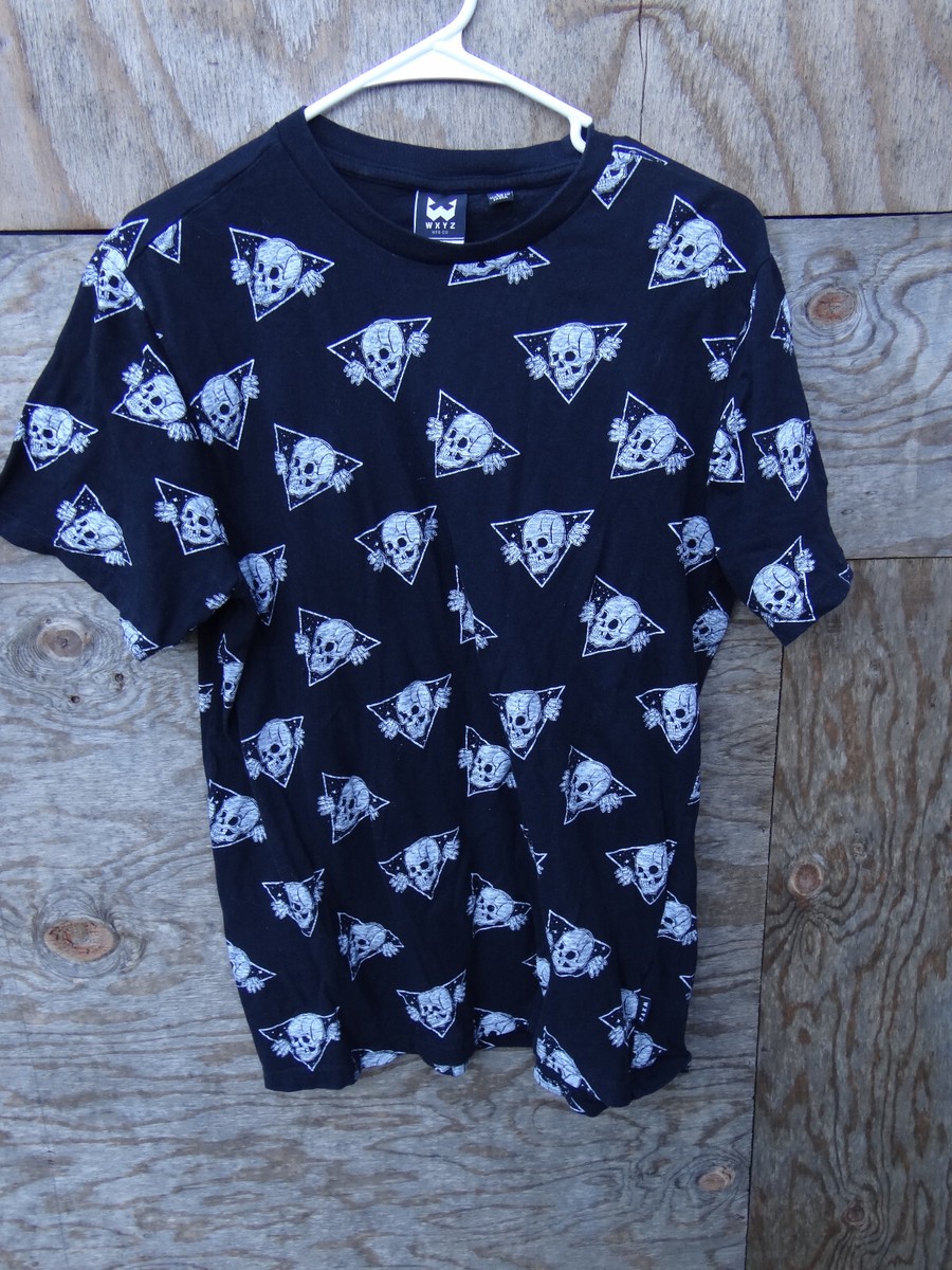 WXYZ Mens medium Skull T-Shirt Tee Shirt Black Short Sleeve