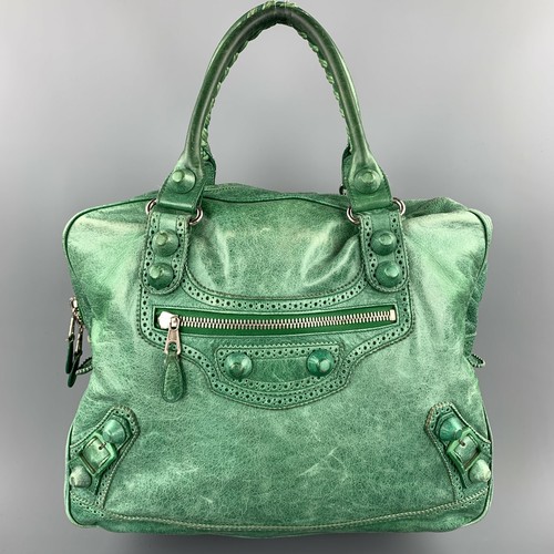BALENCIAGA Affliggere pelle Verde Top Maniglie Borsa | eBay