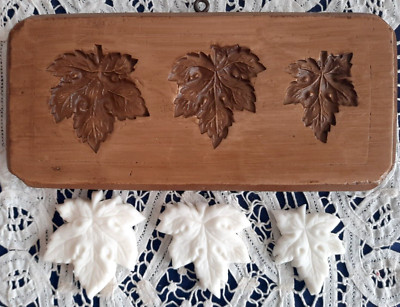 Vintage Switzerland Springerle Chocolate Marzipan Cookie Mold - 3 MAPLE LEAVES