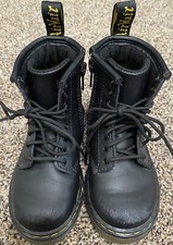 Dr. Martens Toddler Black Leather Lace-Up Boots Size 8 Worn Once READ