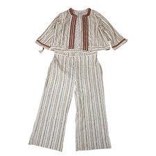 Johnny Was Maya XL Crop Jacket Short  Pants Set Beige Bohemian Stripped Boho