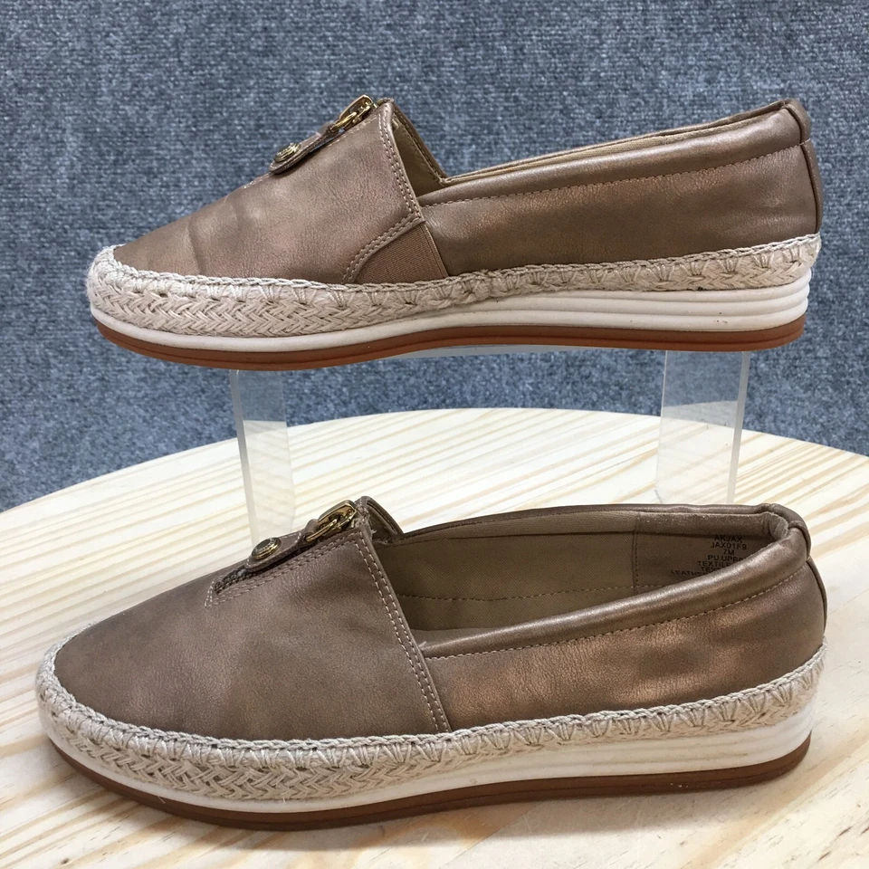 Zapatos Anne Klein para mujer 7 M Jax alpargata marrón cómodo punta redonda parte superior baja cremallera Foto 2 de 4