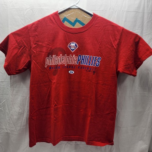 Men's Majestic Philadelphia Phillies Red Short Sleeve T shirt Size L - 第 1/5 張圖片