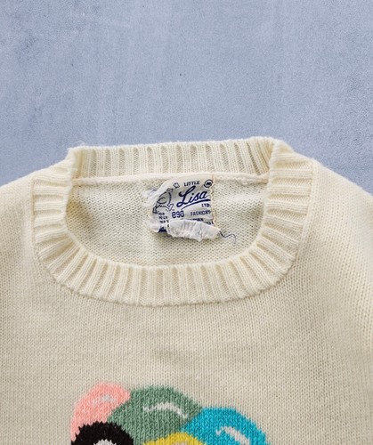 Vintage 1970s Little Lisa Balloon Sweater Acrylic Knit Girls' M - Picture 5 of 9