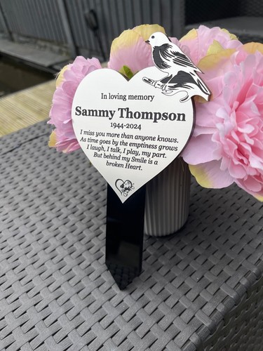 Targa commemorativa, personalizzata forma rettangolare tomba giardino segnaposto placca pettirosso - Foto 2 di 9