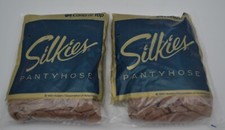 Set of Vtg 1993 Silkies Control Top Hose Support Leg Pantyhose X-Tall Beige 116