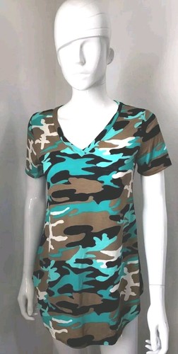 How Cute Women's Short Sleeve Tee Shirt V Neck multicolor Sz S Made in USA NWT - 第 14/14 張圖片