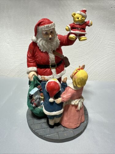 Vintage Jaimy Santa Claus w/ Presents, Teddy Bear & Children Christmas Figurine