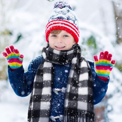 4 Pcs Kids Winter Scarf Kids Buffalo Plaid Scarves Christmas Classic Color - Picture 4 of 6