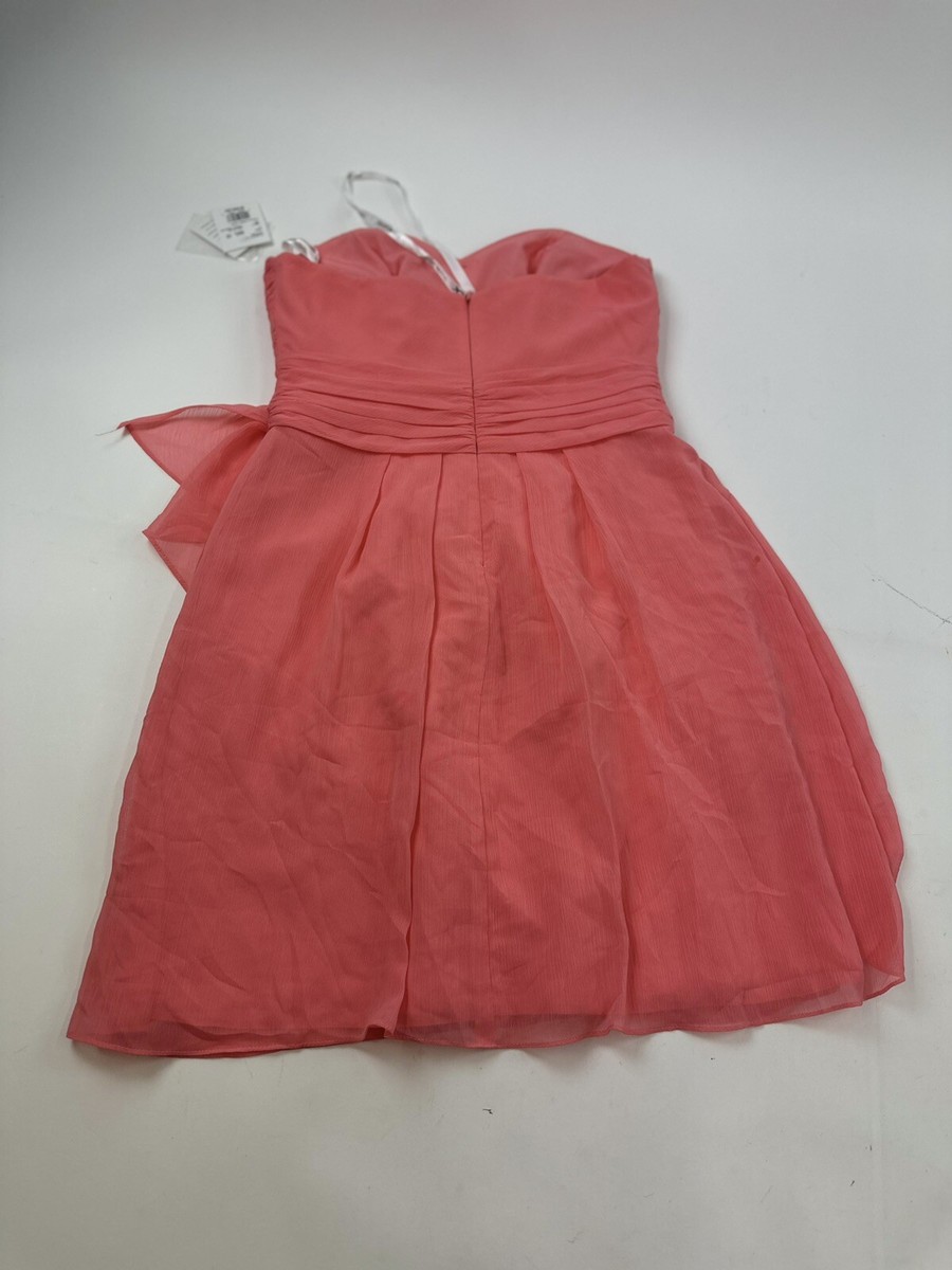 coral pink bridesmaid dresses david's bridal David's Bridal bridesmaids in Quartz pink strapless bridesmaid dresses for a Fall wedding