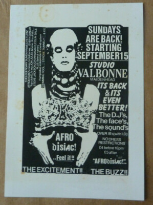 RARE 90s AFRODISIAC RAVE FLYER STUDIO VALBONN RAVE FLYERS 15/9/91 POST CARD SIZE
