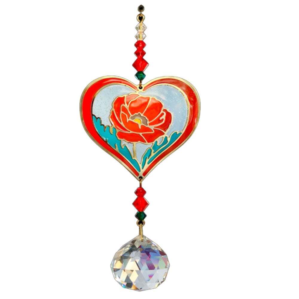 Wild Things Gifts Crystal Dreams Poppy Rose Suncatcher 8120-POP-ROS