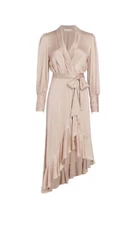 BNWT Zimmerman Silk Wrap Midi Dress In Creme SZ 1