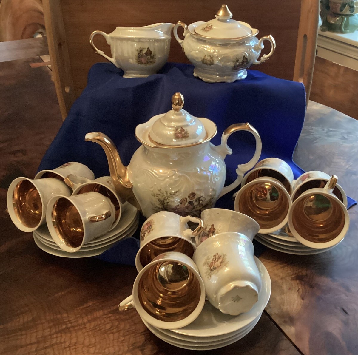 VTG Wawel Porcelain 24K Gold china Coffee/Tea set service for 12