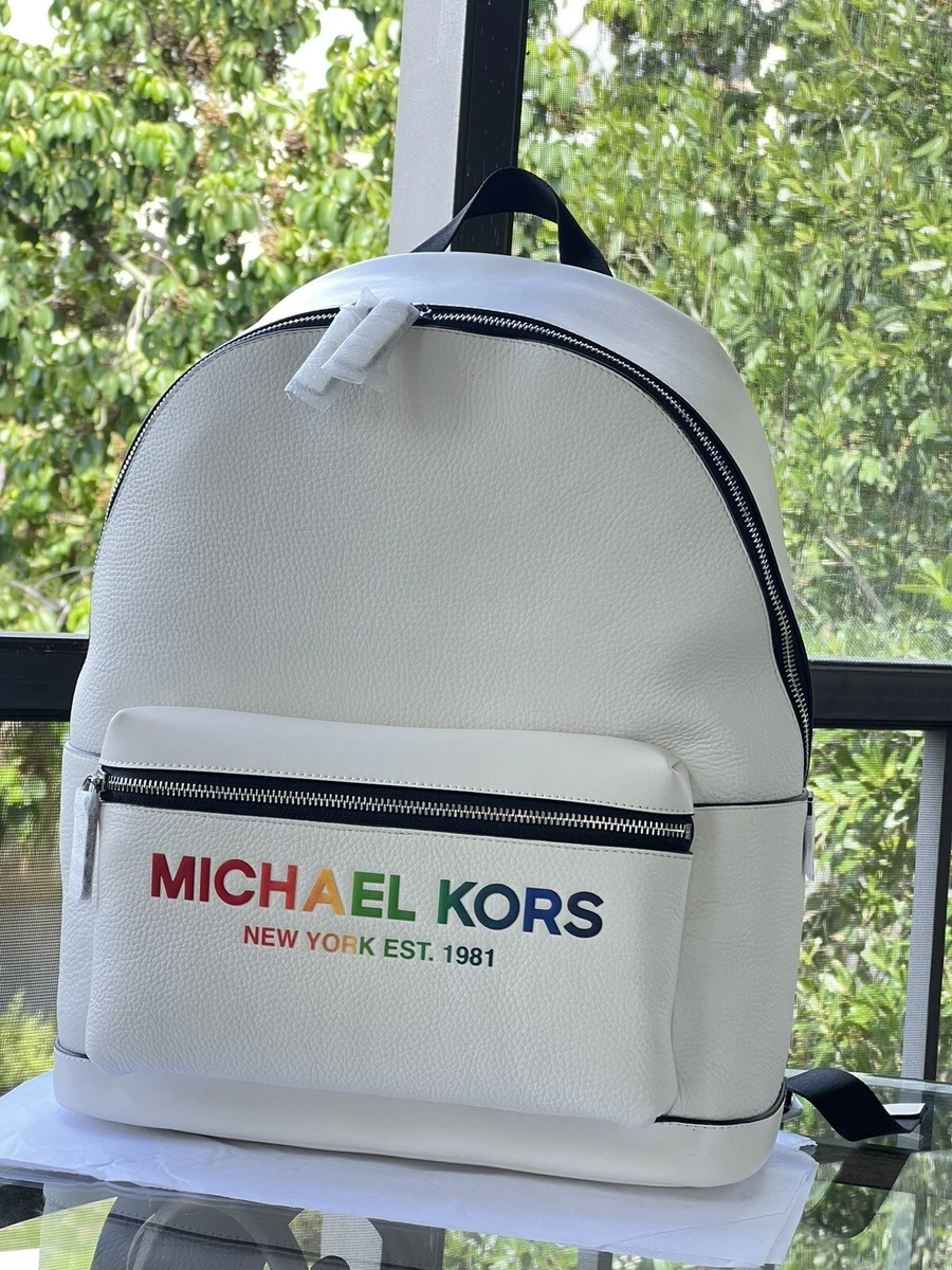 Michael Kors - Rhea Zip Medium Leather Backpack - Optic White