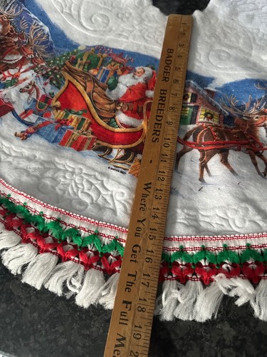 Santa's Best vintage Christmas Tee Skirt 1980s White w Santa North Pole Reindeer - Picture 11 of 11