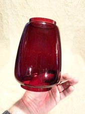 Ancien verre de lampe tempête verre rouge   Ø 12,2 cm ht 16,6 cm