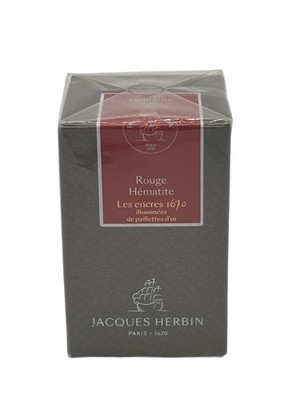 Jacques Herbin 1670 Rouge Hematite Fountain Pen Ink 50ml   Gold Shimmer Red