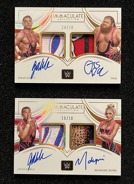 2023 Panini WWE Immaculate Maxxine Gable Otis Gold Dual Auto Relic 10/10 BOOKEND