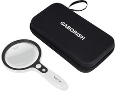 Large Magnifying Glass with 37 LED Light and Case, 10X 20X 45X Handheld Illum...