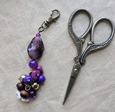 Handmade Purple Beaded Keychain/Zipper Pull Unique Gift For Her