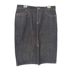 Eddie Bauer Denim Skirt Women 10 Dark Indigo Excellent Midi Pencil Straight 3368