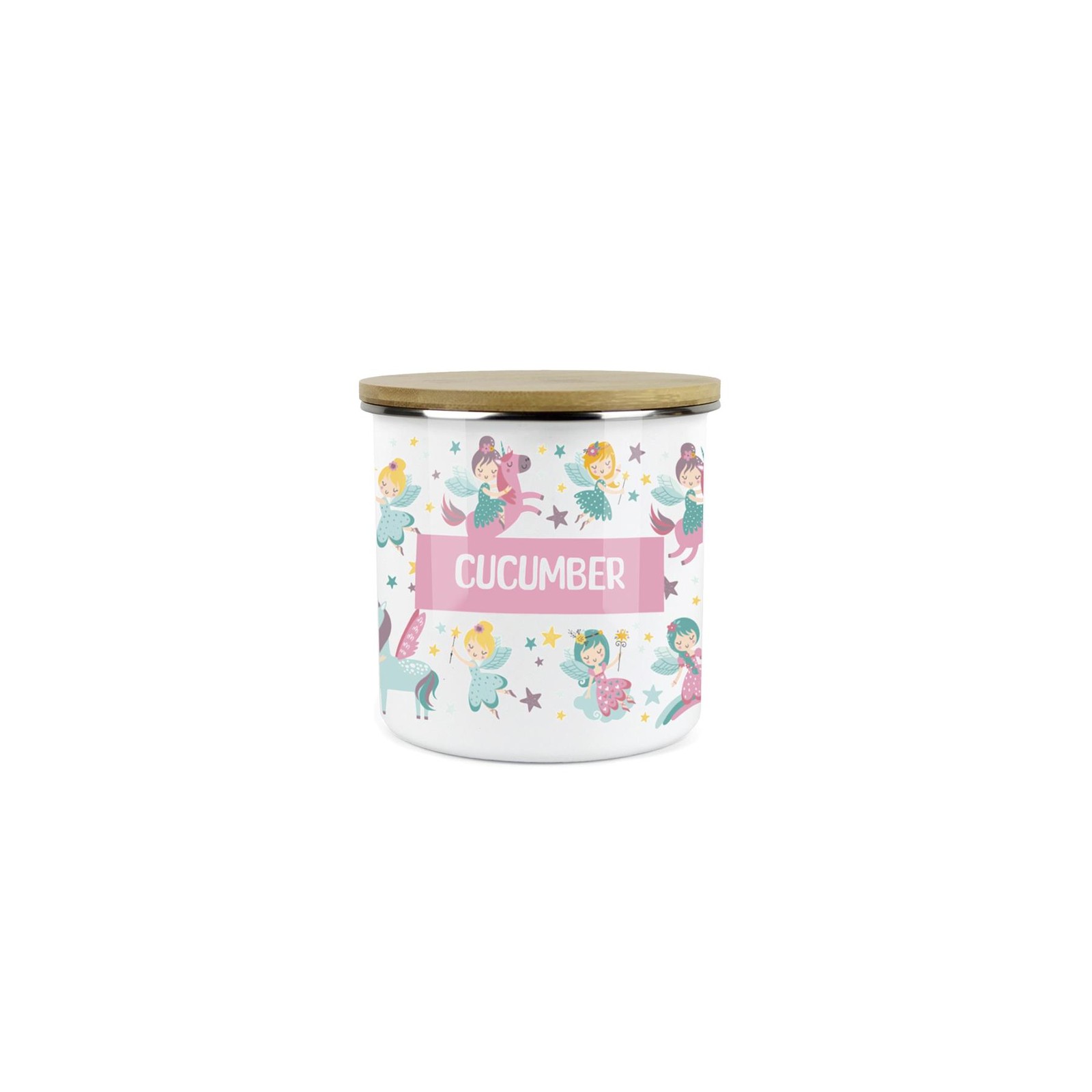 Kids Mini Snack Pot - Cucumber Lunchtime Unicorns And Fairies Storage Canister
