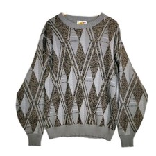 Vintage 90's Poplar Sweater Men's Size LT Geometric Ski Acrylic Made in USA