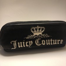 Vintage Juicy Couture Velour Embroidered Makeup Pouch w Mirror Pockets Zip Bag