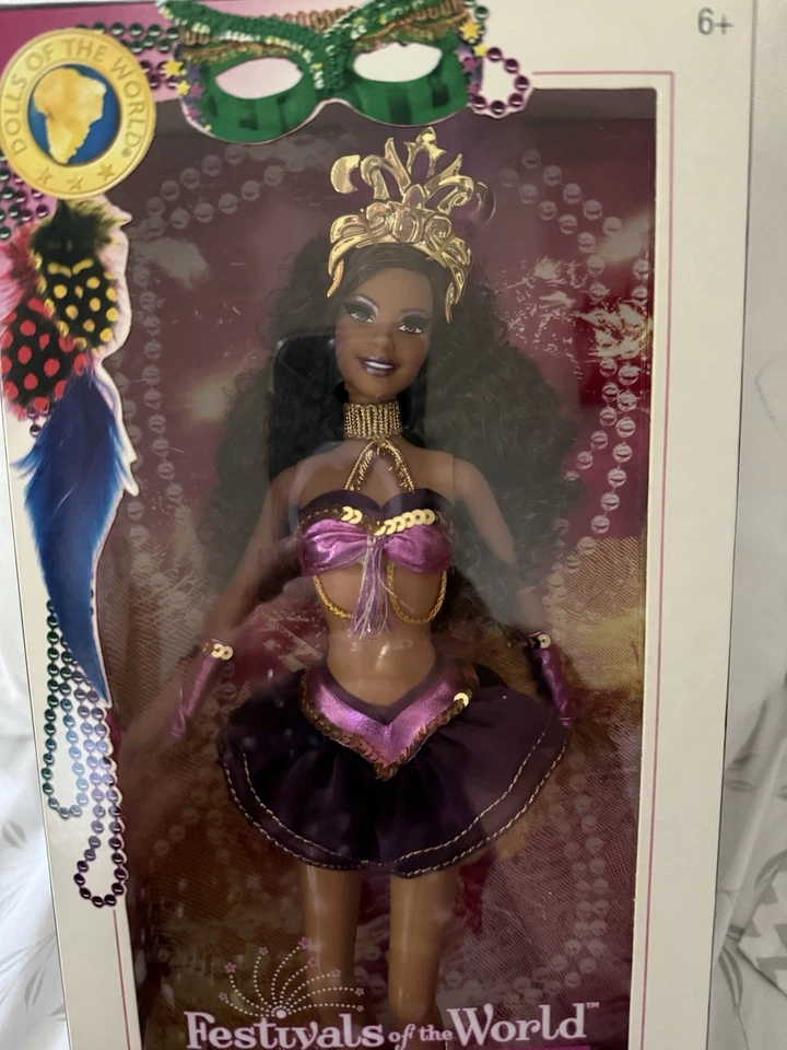 Conjunto Muñeca Barbie Festivales del Mundo Muñeca Carnaval J0927 Etiqueta Rosa. Foto 3 de 4