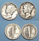 SILVER! SILVER! SILVER! 1935 45-D MERCURY DIMES 2 COINS SEE PIX #MX2-145