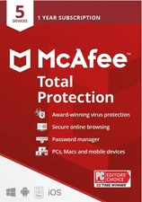 McAfee Total Protection 2026 5 Devices 1 Year Antivirus Security