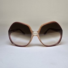 Vintage French Depose Crown Sunglasses Oversized Semi Round Brown