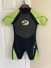 Deep See Boys size 8-10 Shorty Wetsuit 2mm Neoprene zip back