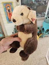 Aurora Miyoni River Otter 10 Inch Brown Stuffed Animal Toy Red Cancer Ribbon