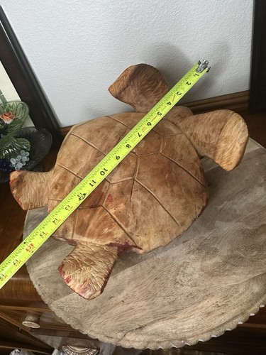 17" Hand Carved Wooden Sea Turtle Family Sculpture Coastal Beach Home Decor Honu - Picture 18 of 24