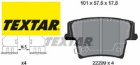 Textar 2220901 Bremsbelagsatz FüR Scheibenbremse Bremsbelagsatz