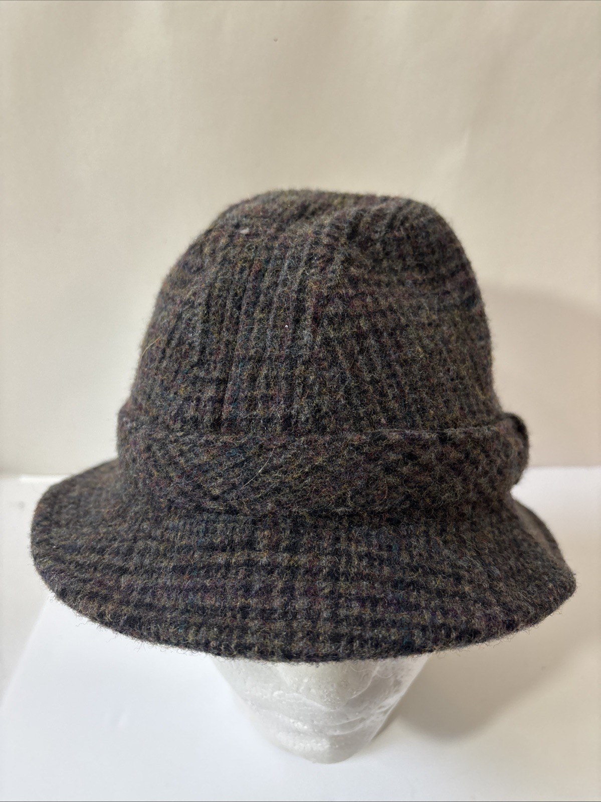 Vintage Pendleton Gray Wool Fedora Herringbone Bu… - image 2