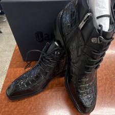 Carrucci Mens Black Croc Embossed Leather Ank...