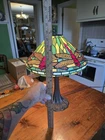 Vintage Tiffany-Style Dragonfly Leaded Stained Glass Lamp - 14" Uranium Glass...
