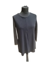 Cos Top Minimalist Double Layer Shirt Blouse XS 6 Black Sheer 3/4 Sleeves formal