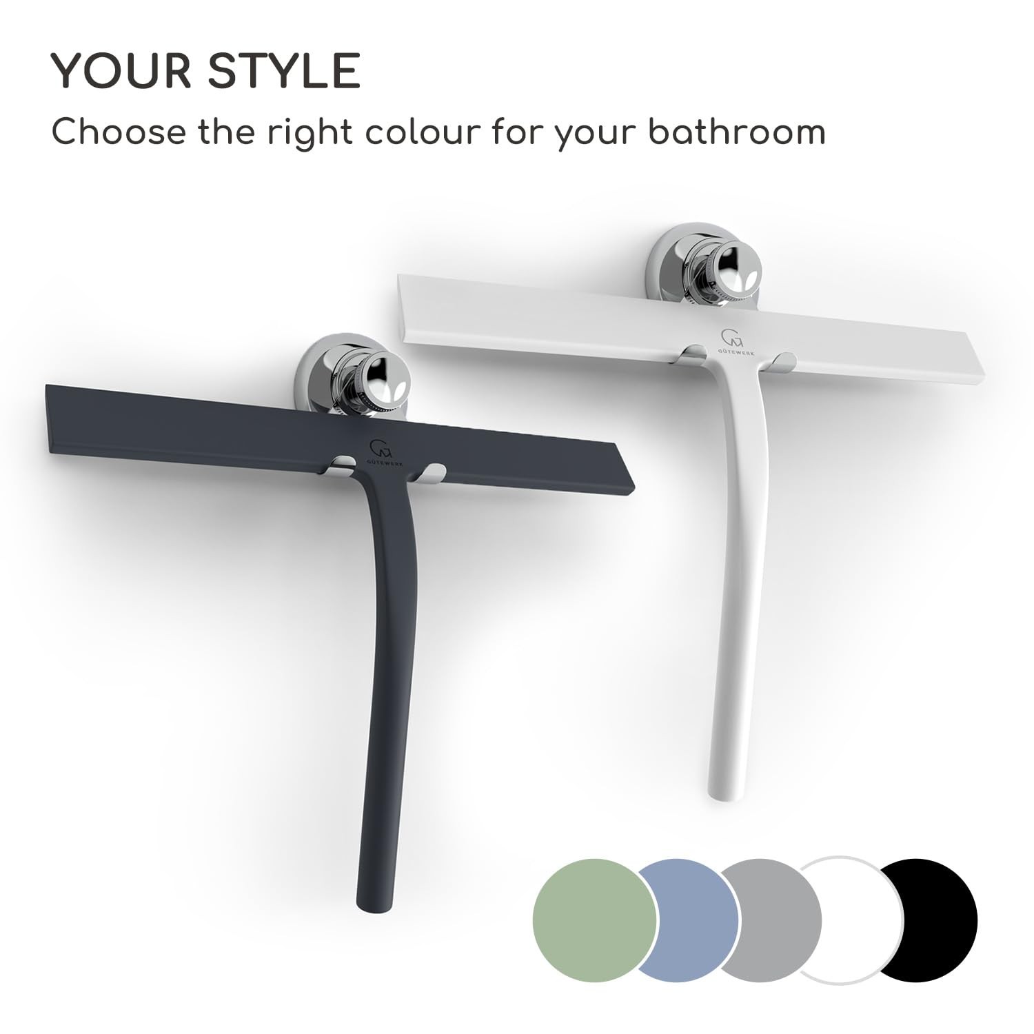 Shower Squeegee for Glass Doors - 9 Inch Silicone Window Cleaner - Blue