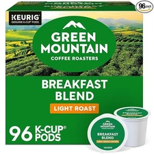 Green Mountain Breakfast Blend Light Roast Keurig K-Cup Pods, 96 Count