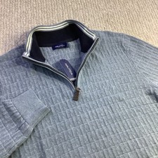 Nautica Mens Light Blue Textured Knit 1/4 Zip Cotton Sweater Size Large NWT