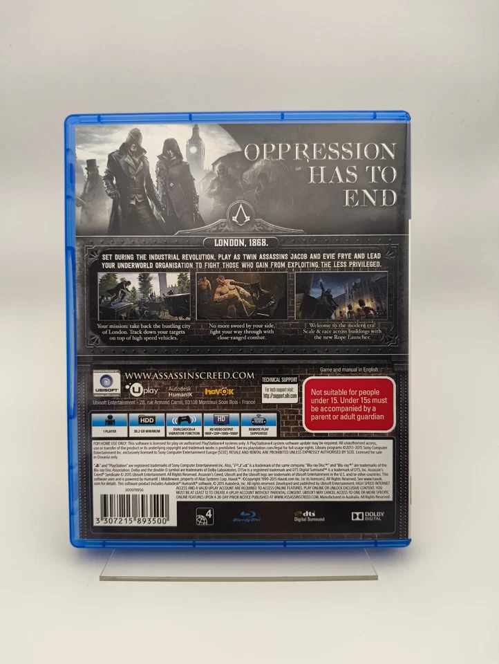 Assassin's Creed Syndicate - PlayStation 4 (PS4, 2015, PAL) Complete with Manual - Image 2 of 4