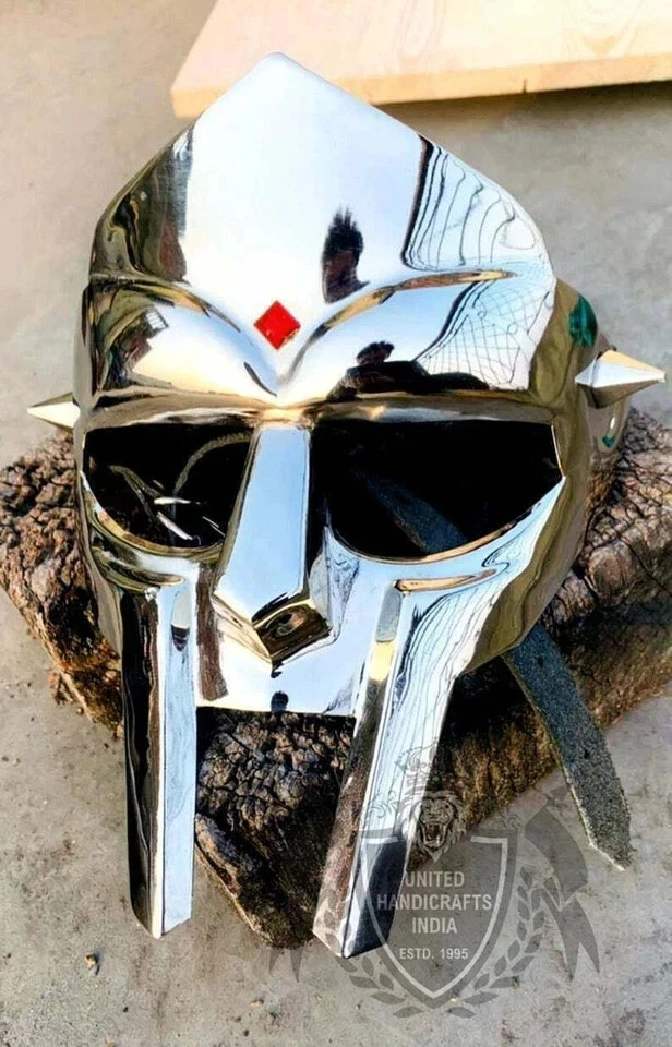 Máscara de Gladiador MFDoom Acabado Plateado en Aspecto Máscara de Metal Disfraz de Halloween Limitado Foto 3 de 4