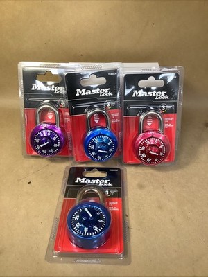 Master Lock Combo Padlock Blue, Red, Purpl Anti-Shim 3/4 in. 1530DCM Lot of 4