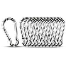 Mini Steel D-Shape Carabiner Clips Set Spring Snap Hooks Carabiners