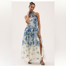 BHLDN Kendall High-Neck Scarf FloralOrganza Maxi Dress size small
