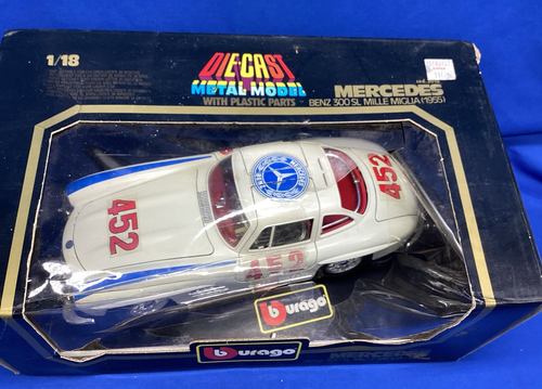 Vintage Burago Diecast Metal Model Mercedes Benz 300 SL Mille Miglia (1955) - Picture 2 of 10